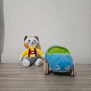 YOTTOY Richard Scarry Huckle Cat Soft Toy Blue Plush Car Wheels Busytown